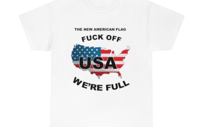 New USA Flag/BBN Unisex Heavy Cotton Tee Printed on Two Sides – White