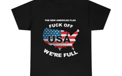 New USA Flag Unisex Heavy Cotton Tee Printed on Front – Black