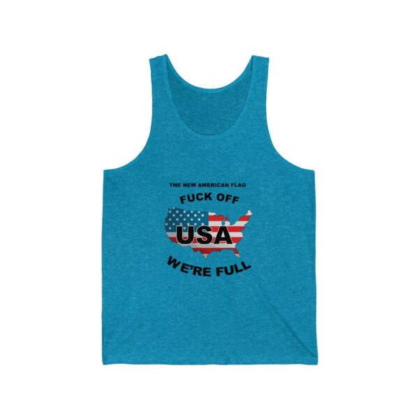 New USA Flag Unisex Jersey Tank Print on Front - Aqua TriBlend