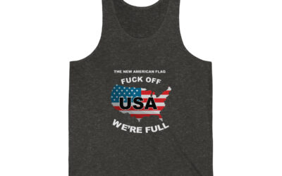 New USA Flag Unisex Jersey Tank Print on Front – Charcoal Black TriBlend