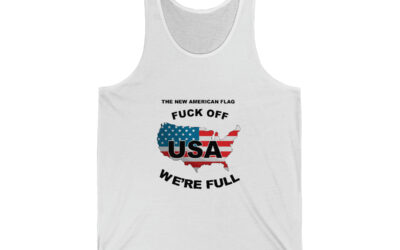 New USA Flag Unisex Jersey Tank Print on Front – White